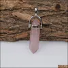 Charmes Sier Couleur Métal Pierre Naturelle Pilier Pendum Charmes Chakra Prisme Hexagonal Guérison Cristal Reiki Point Pendentifs Pour Nec Sport1 Dhfwz