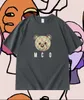 Męskie T-shirty 5 stylów Nadruk niedźwiedzia z krótkim rękawem Męskie luźne ubrania uliczne Kontrast