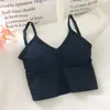 Tanks pour femmes Pearl Diary Femmes Coton Rib Camis Crop Top Bretelles réglables Soutien-gorge solide avec tasse Summer Hawaiian Beach Détachable Sexy