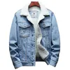 Mensjackor Vinter tjock varm modebutik fast färg Mens Casual Denim Jacket Male Wool Denim Coat Stor storlek S6XL 220830