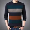 Herrtröjor Autumn Winter Warmth Pullover Bottom Shirt Tröja Men's Business Casual Round Neck Slim Standed Long Sleeped 220830