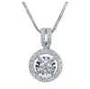 Luksusowe biżuterię wisiorek 925 Sterling srebrny okrągły cięcie biały topaz cZ diamentowy kamienie wieczne imprezę kobiet