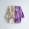 Kläduppsättningar Småbarn Baby Girl Clothes Set Winter Cotton Long Sleeve Sports Sweatshirt Solid Trousers 2st Children Clothes Set Autumn 220830