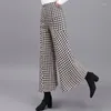 سروال نسائي أزياء طول الكاحل الصوفية للنساء عالية الخصر على الطراز الكوري على نطاق واسع الساق الساق بنطلون الخريف الشتاء