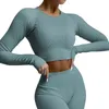 Kvinnors tr￤ningsdr￤kter Ribbed Yoga Set Sportkl￤der Kvinnor f￶r fitness S￶ml￶s tr￤ningskl￤der Tracksuit outfit Gymkl￤der slitage 220830