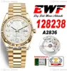 EWF-Tag Datum 118238 A2836 Automatisch Unisex Watch Mens Ladies 36mm Gelbgold-Mop-Diamanten-Dial-Dial-Dial-Armband gleiche Serienkarte Super Edition Rein Edition Puretime YG-B2