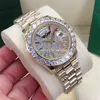 6 Estilo Relógios 40mm Full Diamond Dail Big Diamond 128396 M128396TBR-0006 Presidente 18k Ouro Automático Mecânico Mens Watch Relógios de Pulso Masculino