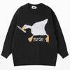 Herrenpullover Gestrickte Pullover Männer Herbst Koreanische Cartoon Parodie Ente Gans Mord Muster Pullover Pullover Frauen Hip Hop Baumwolle Casual Pullover 220830