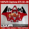 Injection mold Fairings For Daytona 675 675R 02 03 04 05 06 07 08 Bodys 148No.11 Daytona675 Daytona 675 R 2002 2003 2004 2005 2006 2007 2008 OEM Fairing Kit factory red blk