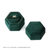 Hexagon Velvet Ring Box with Detachable Lid Earings Holder for Proposal Engagement Wedding Ceremony