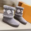 Schneeglöckchen-Stiefel, Designer-Damen-Flachstiefelette, Winterstiefel aus Wolle, Leder, rutschfeste Stiefeletten mit Gummisohle, wasserdichter Wildlederstiefel, warme, flauschige, pelzige Stiefel