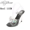 Sandals Summer 2022 Stripper Model Transparent Crystal Show Pole Dancing Shoes 11 CM High Heel Women Sexy Nightclub Wedding