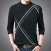 Herrtröjor Autumn Winter Warmth Pullover Bottom Shirt Tröja Men's Business Casual Round Neck Slim Standed Long Sleeped 220830