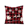 Oreiller 45x45cm taie d'oreiller de noël rouge noir Plaid lin salon canapé couverture noël fête cadeau décor