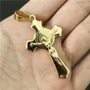 Pendant Necklaces Cool 2-layer Cross Jesus Stainless Steel Polishing Bible And