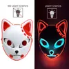 LED Glowing Cat Face Mask Party Decoration Cool Cosplay Neon Demon Slayer Fox Masks For Birthday Gift Carnival Party Masquerade Halloween