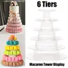 Bakningsformar 6 lager Macarons Display Tower Plastic Macaron Stand Fondant Cake Wedding Decorating Tool 220830