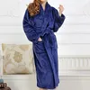 Manto feminino lã de lã de coral longa vestido de quimono inverno flanela quente flanela camisa de banho casual lingerie íntima de lingerie de calda caseira 220830