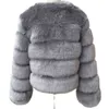 Women's fur Hjqjljls Long Sleeves Faux Coat 2022 Winter Women Fashion Thick Warm Fuzzy Outerwear Female Grey/Black Fake Fur Jacket L220829