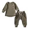 Giyim Setleri Toddler Bebek Erkek Kız Kızlar Pamuk Giysileri Tepeler Üst Pantolon Takip Kıyafetleri 220830