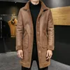 メンズジャケットメンズロングリバーシブル高品質の革とファージャケット新しいファッション男性冬ウォーム4xl l220830