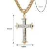 Pendant Necklaces Stainless Steel Necklace Cross Jesus Christian Jewelry Cuba Curb Chain Gold Color For DIY Making Findings