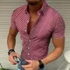 Herren-Freizeithemden, Sommerkaro, kariert, digital bedrucktes Hemd, modische Herren-Bohemian-Blusen, Homme-Design-Oberteile, Bluse, hohe Qualität, Übergröße, bequemes Druckhemd