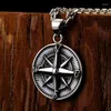 Colares de pingentes Personalidade Viking Men's Colar's Fashion Style Retro Compass Jewelry