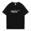 T Shirt For Men hello Letter Polite Language women T-Shirts Cotton Male Top Short Sleeve women Unisex Y2K Tee high quality Private custom logo