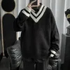 Suéteres masculinos Pullovers Men Fashion Knit V Neck Listred Casal All Match Sweater Student Clothing Daily Harajuku Streetwear Loose Lazy 220830
