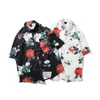 Camisa havaiana de estilo harajuku masculino para homens impressão floral camisetas de manga curta solta camisetas machos roupas