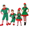 Speciale gelegenheden kerst elf Kostuum Party Familie Role Playing Outfit Green Santa Claus Performance Kleding Fancy Dress Kids volwassen 220830