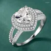 Anéis de casamento Moda Moda Europeia e Americana Moissanita em forma de coração Coração de zircão prateado cor platinum ring ring jóias amante presente