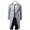 Herenpakken Blazers Men Double Breasted Trenchcoat 2022 Nieuwe wol Blend Hoogwaardige merk Fashion Casual Slim Fit Solid Color Male jas jas L220902