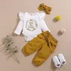 Clothing Sets Baby Girl Clothes born Infant Autumn 3Pcs Set Cotton Romper Dot Pants Headband fall Outfits Clothes Baby Girls Clothing Suit 220830