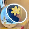 Miroirs compacts LED Miroir Boîte De Rangement Cosmétique Organisateur Soins De La Peau Rouge À Lèvres Titulaire Haute Capacité Bijoux Magasin Bacs Maison