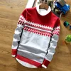 Erkek Sweaters Mens Sonbahar Erkekler Uzun Kollu Kazak Moda Moda Kontrolü Baskı Yuvarlak Boyun Slim Fit Örgü Top 220829