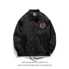 Mensjackor Simple Solid Heart Furry Embroid Jacket Men Bomber Unisex High Streetwear Women Varsity Coat Windbreaker Casual 220829