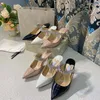 Elbise Ayakkabı Tasarımcı Bayanlar Lüks Moda Deri Dizim koyun derisi dikiş kayışları kristal parlak kollokasyon yay yüksek topuklu ayakkabılar 34-40