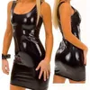 2018 New Sexy Women Patent Leather Drs Neereass Crew Neck Mini Dress Party Clubwear Black Plus Size 5XL Vestido259K6328921