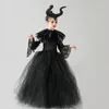 Speciale Gelegenheden Halloween Heks Kostuum voor Meisjes Jurk met Hoed Kids Fancy Gown Tutu Gewaad Gothic Party Cosplay Kleding 2-10Y 220830