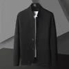 Maglioni da uomo Giacca cardigan in tinta unita da uomo in maglia casual colletto alla coreana cappotto cardigan allentato uomo coreano kaki nero grigio giacca di grandi dimensioni