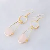 Gold Colors Purple Beads Dangle Earrings Natural Stone Round Ball Quartzs Reiki Hook Eardrop Women Party Jewelry BO953