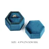 Heksagon Velvet Ring Box z odłączoną pokrywką biżuterię Uchwyt do przechowywania pudełka