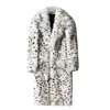 Men's Fur New Leopard Print Integrated Man Coat Long Suit Collar Imitation Trend Winter Warm L220830