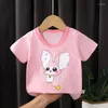 Chemises mignon dessin animé coton bébé bas T-shirt enfants garçons à manches courtes filles chemise été col rond haut pour tout-petits