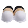 Bras Vgplay Push Up Women Bra Solid White Winded Bezpoślizgowa bielizna bez pleców Przezroczysta Pasek Halter Bralette Big Cup A B C D E 220902