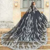 Hooded Cape Floral Quinceanera Dresses Sweetheart Princess Sweet 15 Gowns Lace Up Back Vestidos De Fiesta