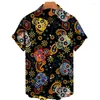 Men's Casual Shirts 2022 Men's Printed Oversized Short Sleeve Shirt 3D Skull Top And Women's Breathable Hawaiian 5XL