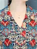 Bluzki damskie 5xl Kobiety letnie wiosenne koszule dama moda swobodny krótkie rękawie kołnierz w dekolcie kwiat drukujący blusas tops B6020